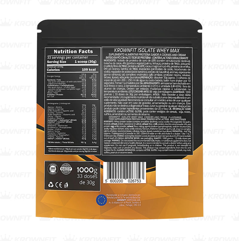 Proteína Whey Isolada MAX Krownfit -1000g