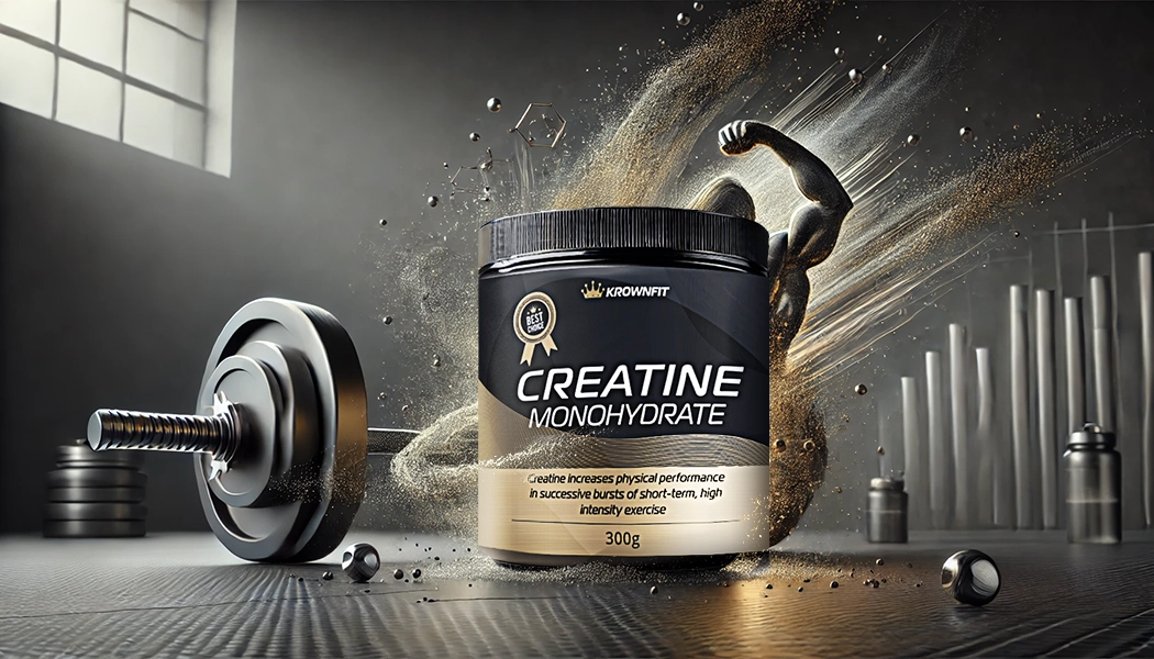  Frasco de Creatina Monohidratada Krownfit 300g, suplemento para força e performance.