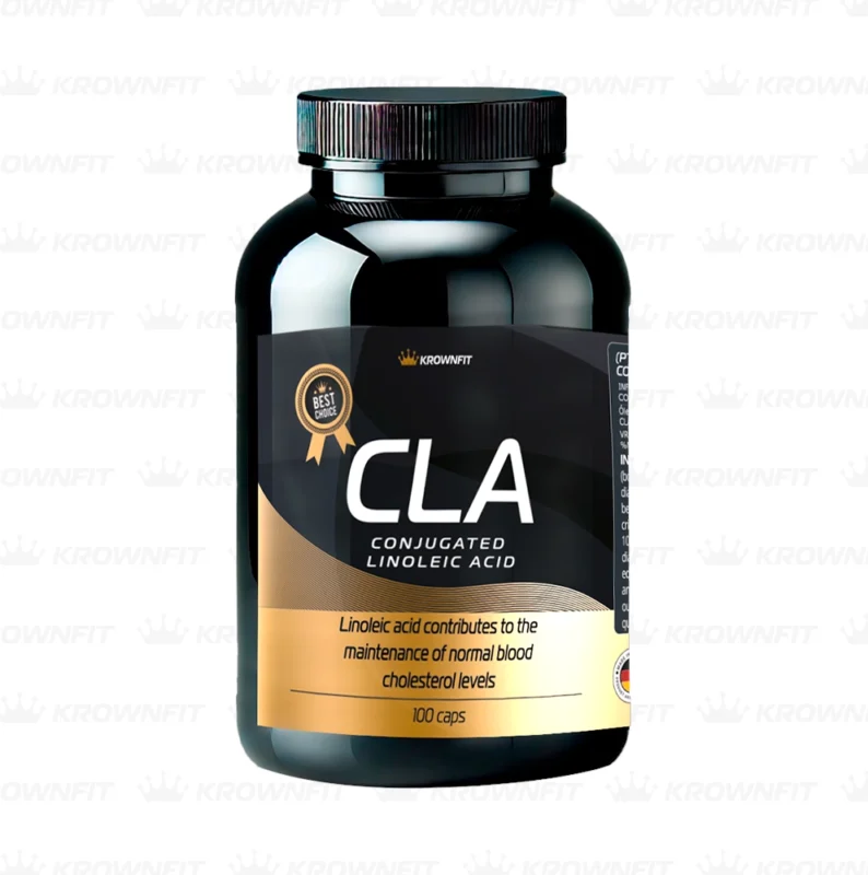 CLA Krownfit - 100 cápsulas Frasco de CLA Krownfit, 100 cápsulas de ácido linoleico conjugado para redução de gordura corporal.