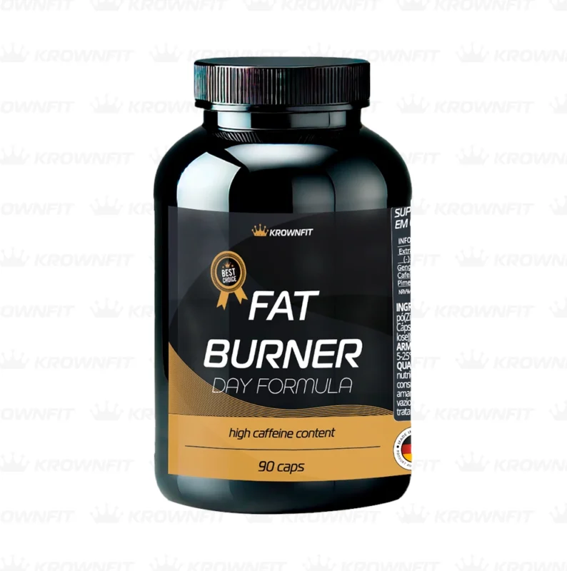 fat-burner-day-formula-krownfit-90 cápsulas - Fat Burner Day Formula Krownfit, suplemento vegan com chá verde, gengibre e cafeína.